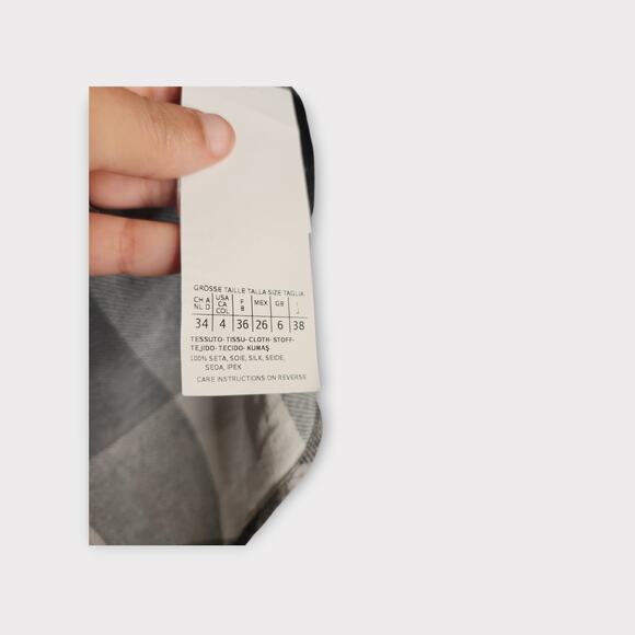 Weekend Max Mara Womens Plaid Silk Blouse Sm Black Gray Chic Staple - Picture 4 of 8